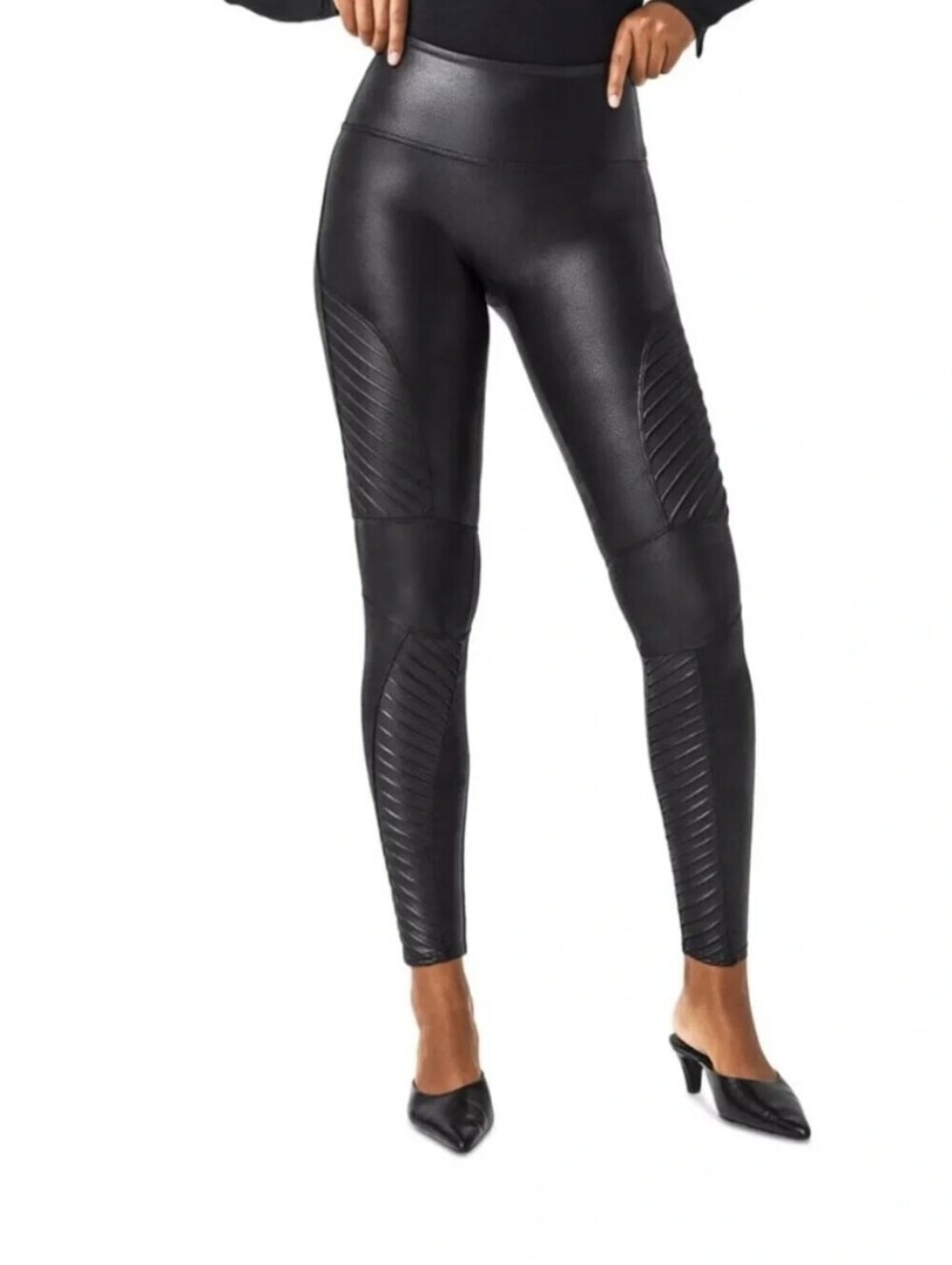 SPANX Faux Leather Moto Leggings 🖤Stylish and flattering Large